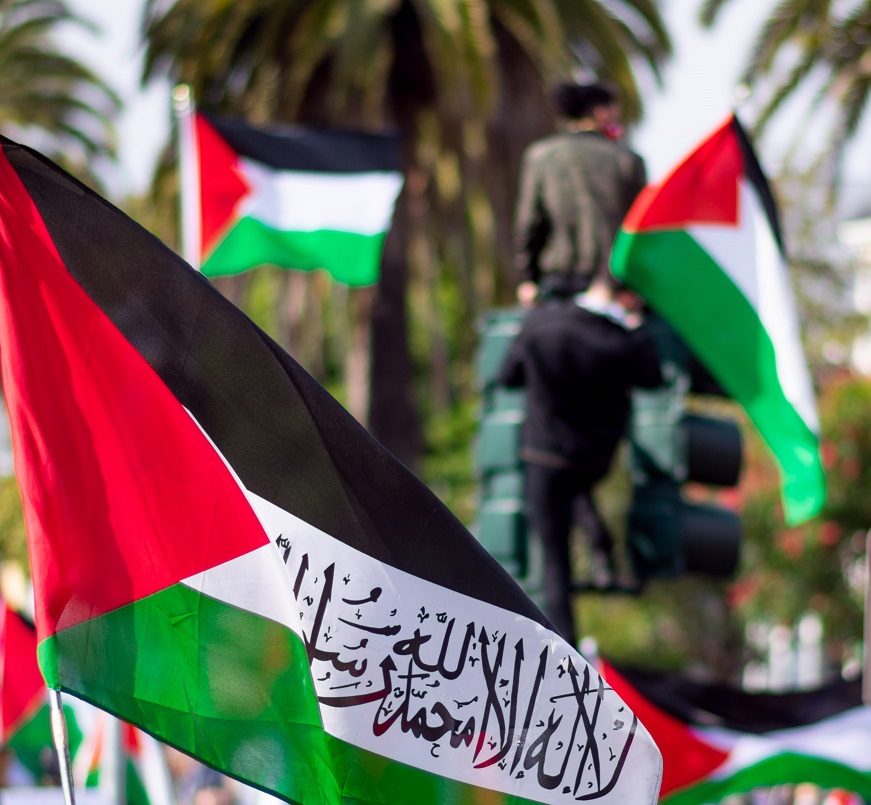 Palestine, flags waving