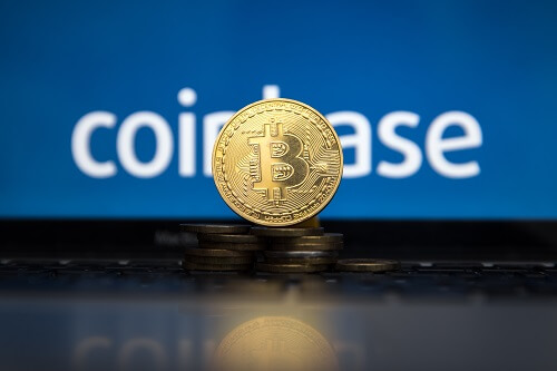 Coinbase Crypto Exchange Logo And Bitcoin Symbol