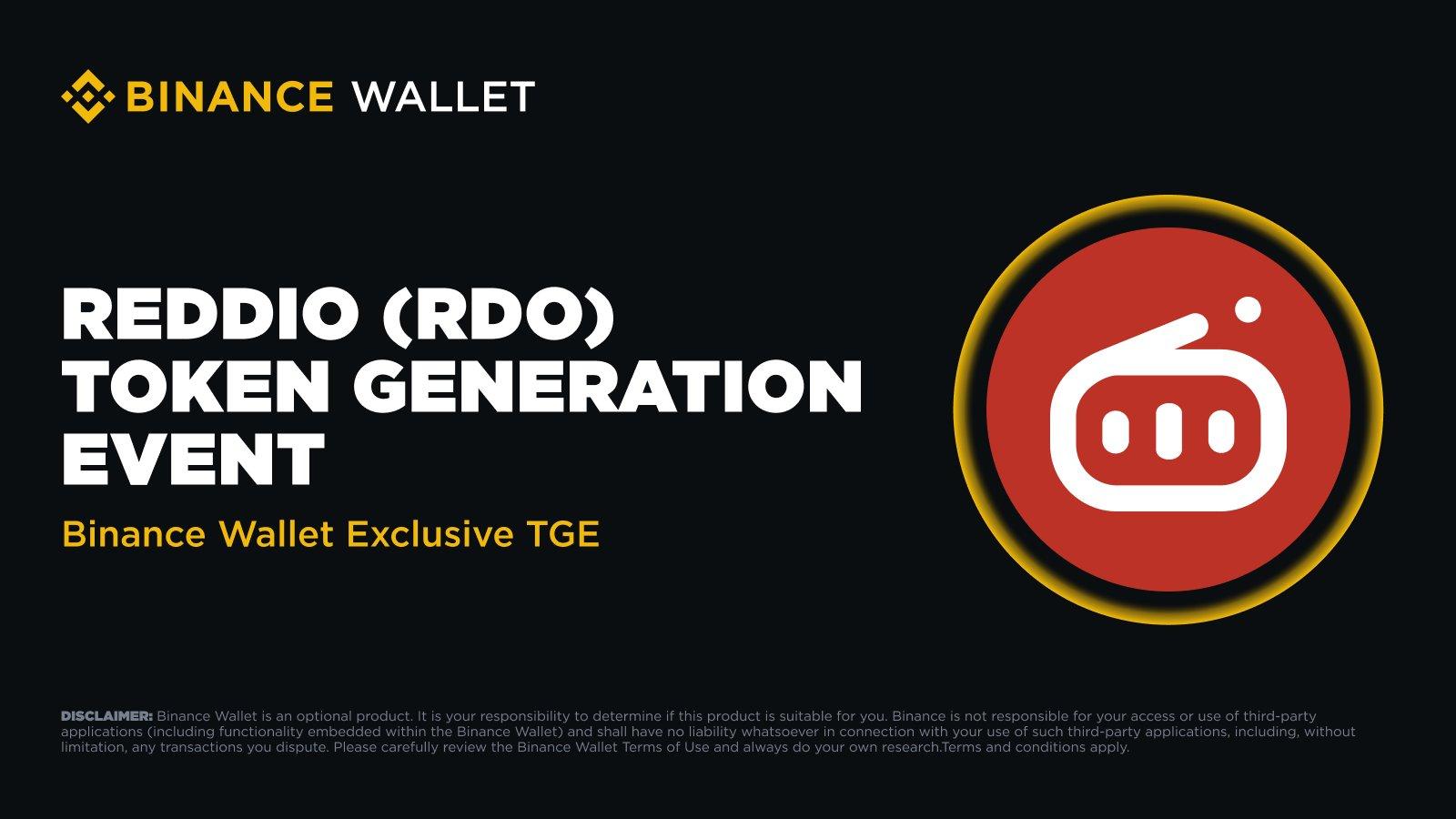 REDDIO’s exclusive token generation event (TGE) and alpha transactions in Binance wallets