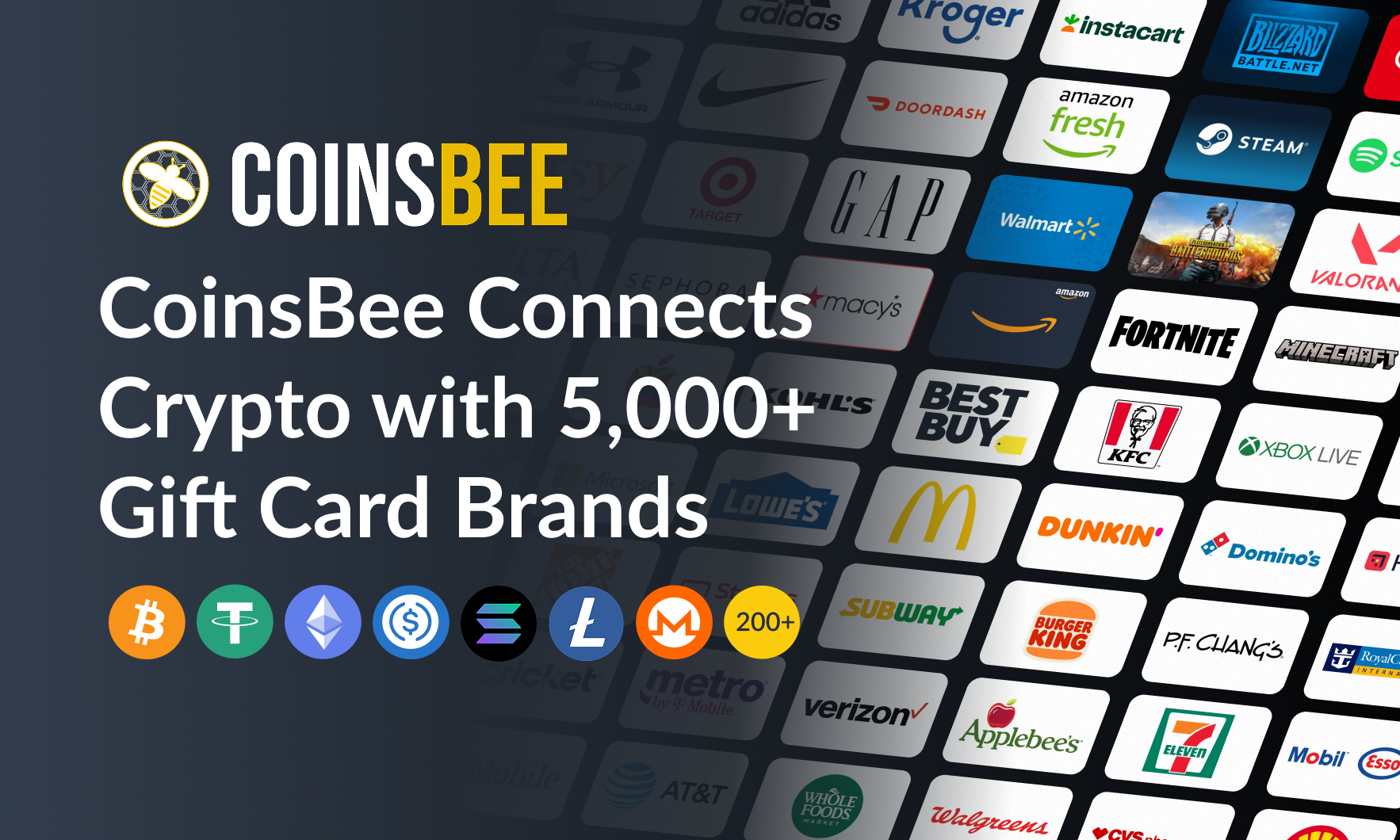 CoinsBee surpassed 5,000 gift card brands, making it the world’s largest encryption gift card platform.