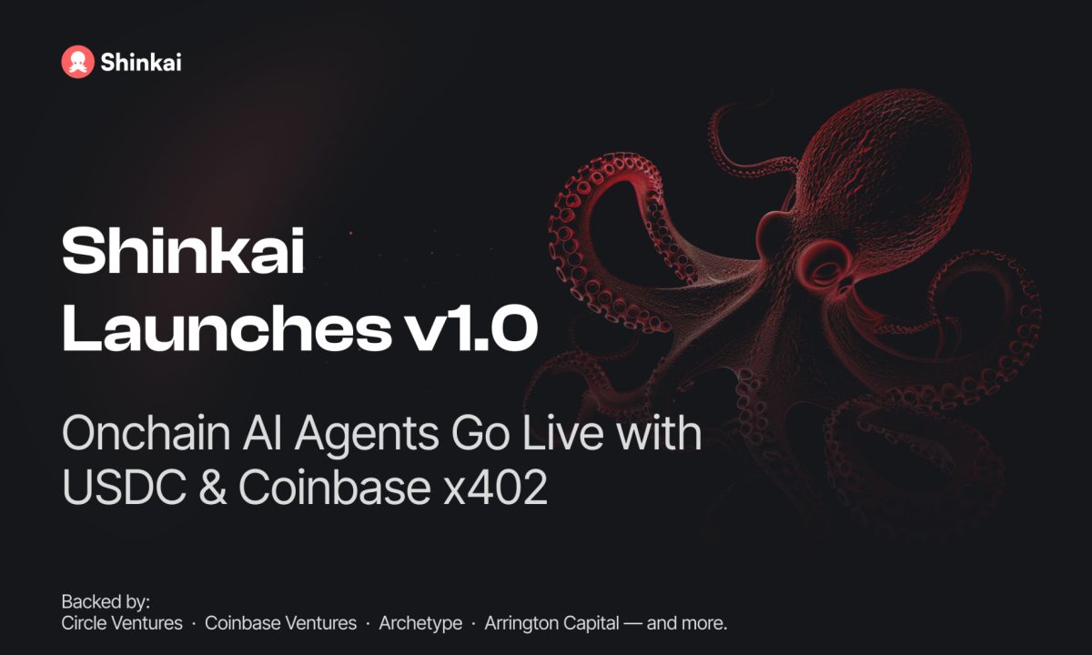 Shinkai Launches v1.0: Onchain AI Agents Go Live with USDC & Coinbase x402
