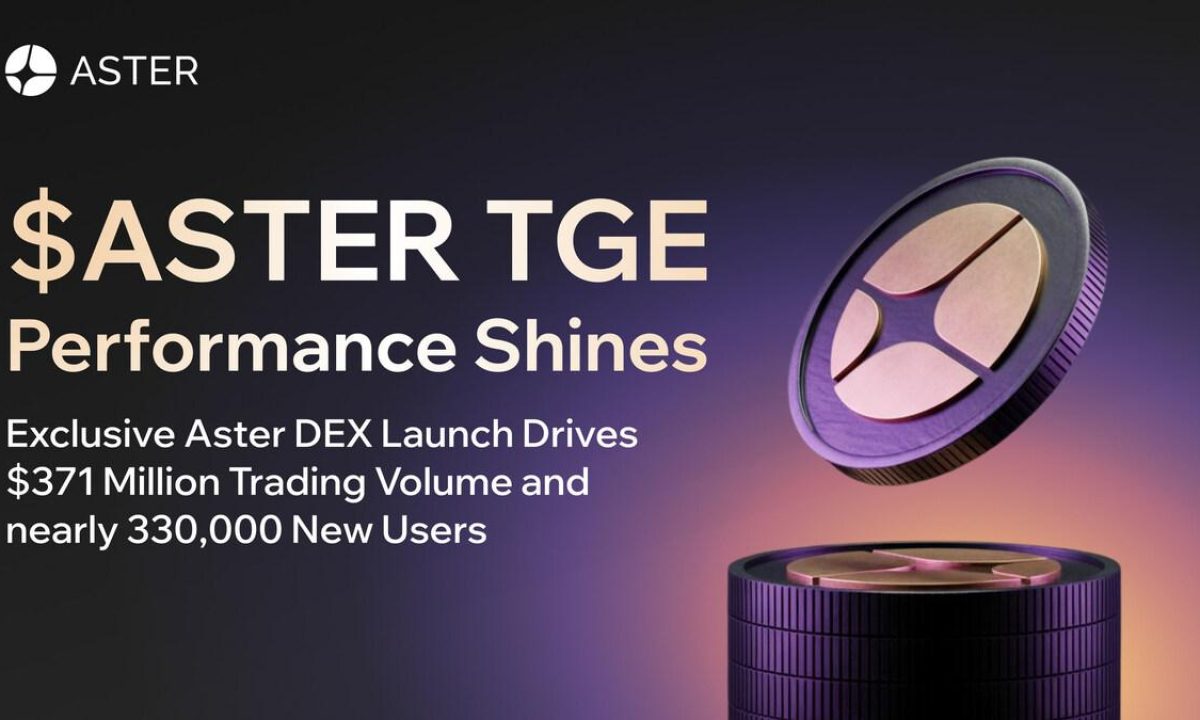 $ASTER TGE Day-One Performance Shines: Exclusive Aster DEX Launch Drives $371 Million Trading Volume and nearly 330,000 New Users