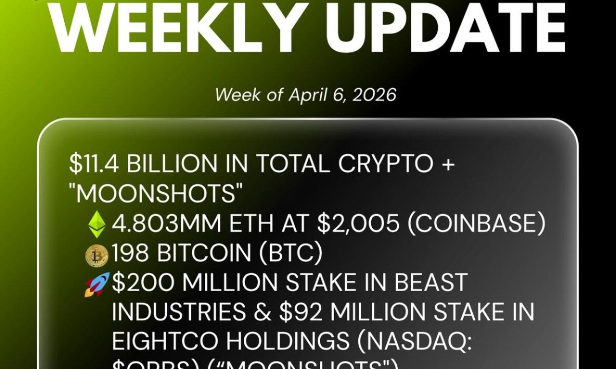 Bitmine Immersion Technologies (BMNR) Announces ETH Holdings Reach 4.803 Million Tokens, and Total Crypto and Total Cash Holdings of $11.4 Billion