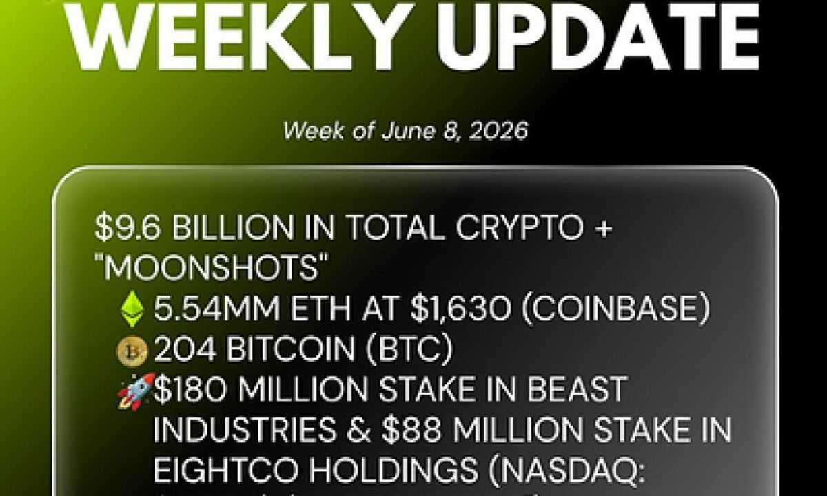 Bitmine Immersion Technologies (BMNR) Announces ETH Holdings Reach 5.54 Million Tokens, and Total Crypto and Total Cash Holdings of $9.6 Billion