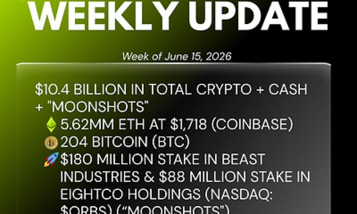 Bitmine Immersion Technologies (BMNR) Announces ETH Holdings Reach 5.62 Million Tokens, and Total Crypto and Total Cash Holdings of $10.4 Billion