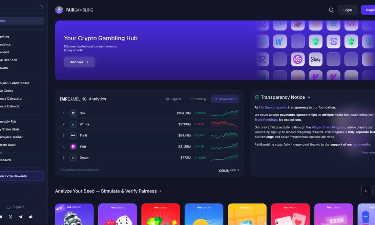 FairGambling Launches Crypto Casino Review and Analytics Platform With Provably Fair Tools and Extra Rewards
