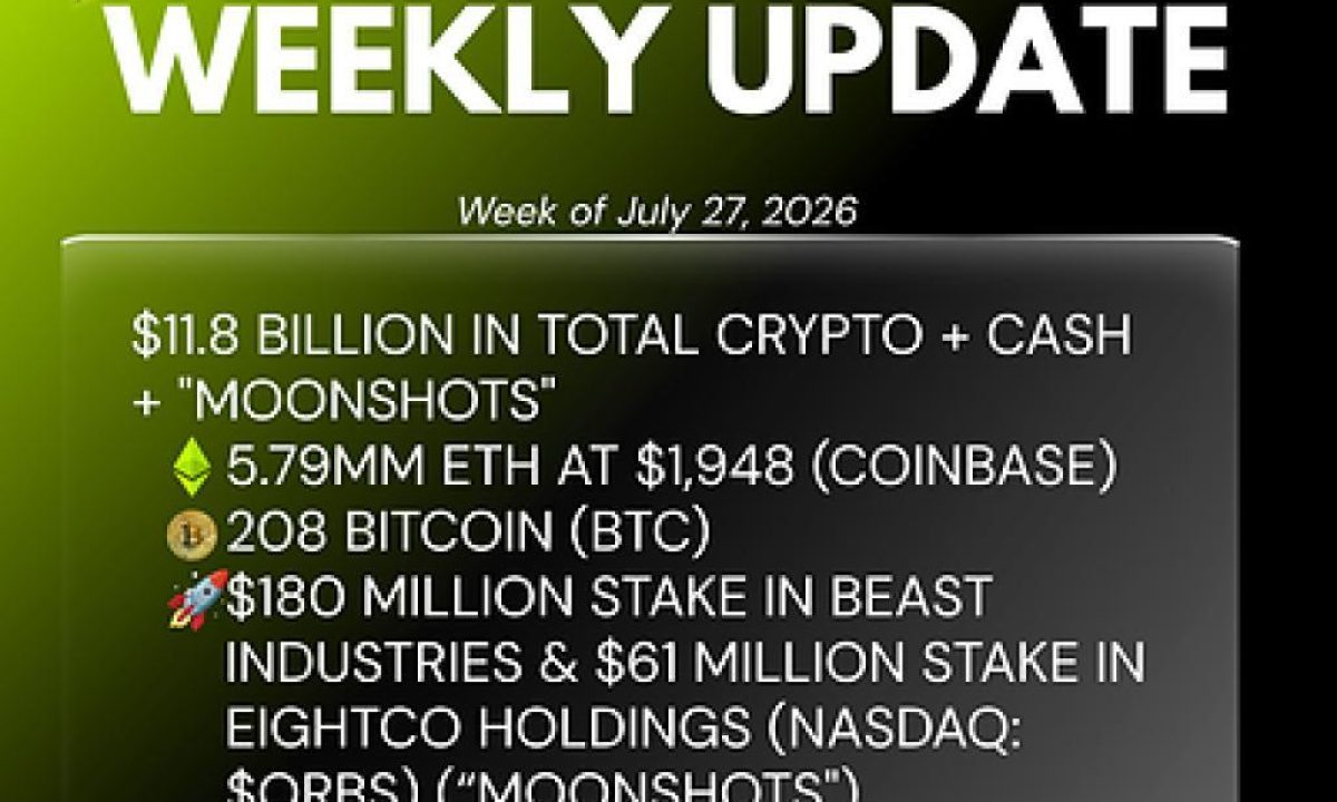 Bitmine Immersion Technologies (BMNR) Announces ETH Holdings Reach 5.79 Million Tokens, and Total Crypto and Total Cash Holdings of $11.8 Billion
