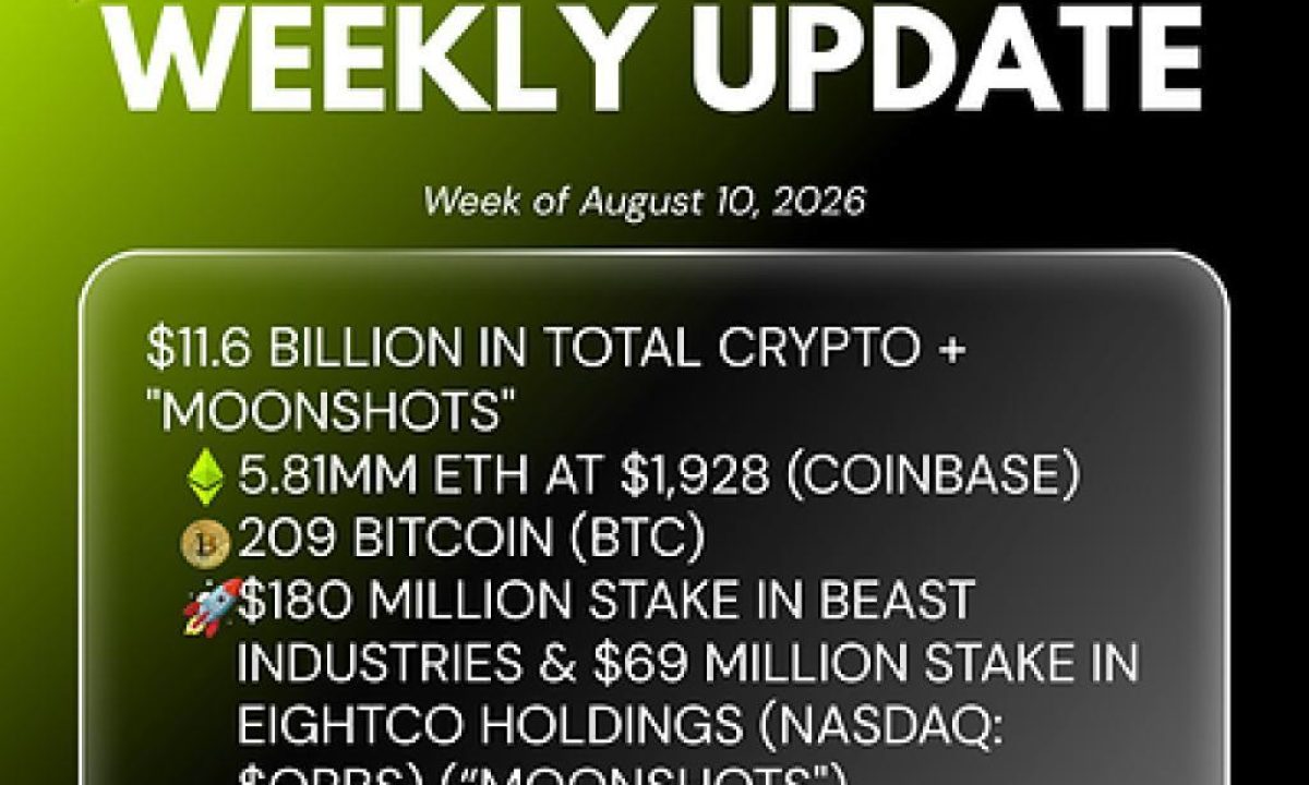 Bitmine Immersion Technologies (BMNR) Announces ETH Holdings Reach 5.81 Million Tokens, and Total Crypto and Total Cash Holdings of $11.6 Billion