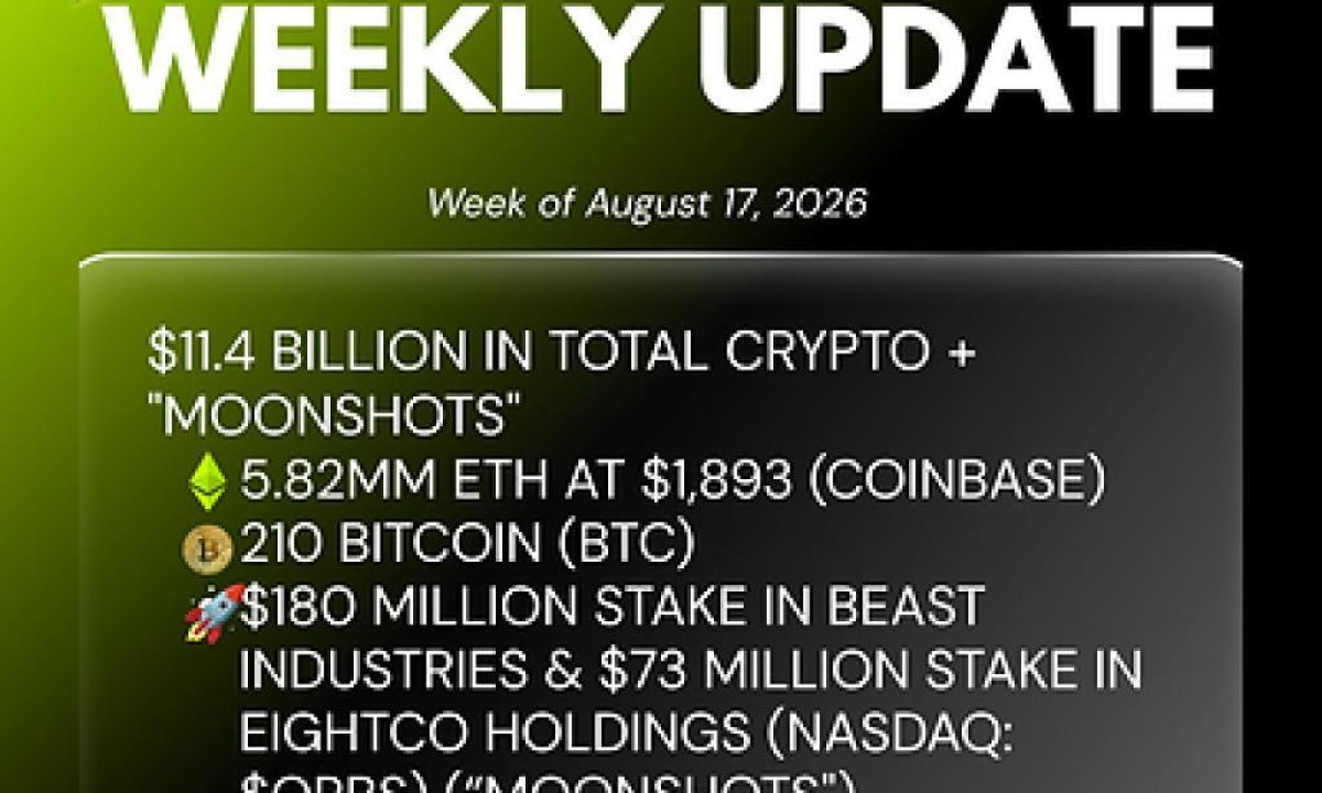 Bitmine Immersion Technologies (BMNR) Announces ETH Holdings Reach 5.82 Million Tokens, and Total Crypto and Total Cash Holdings of $11.4 Billion