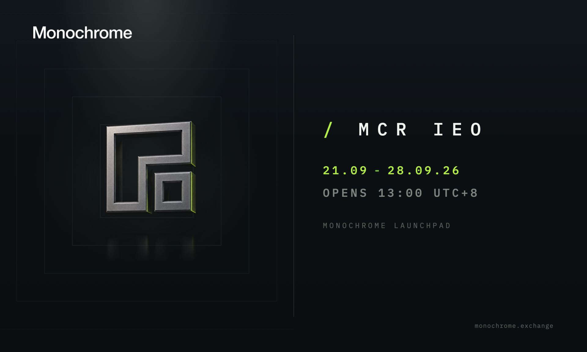 Multi-Asset Trading Venue Monochrome Exchange Announces IEO of Its Native Token, $MCR