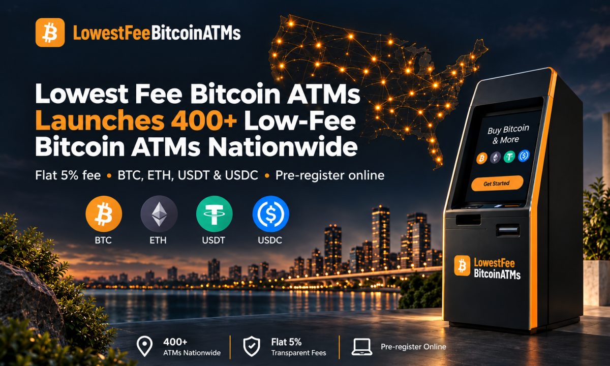Lowest Fee Bitcoin ATMs Announces Launch of More Than 400 ATMs Nationwide